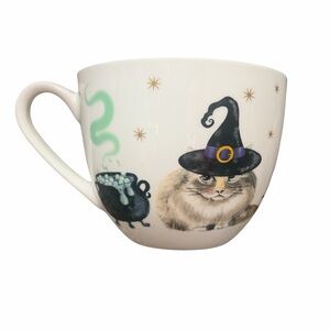 Mystical Cat Mug with Witch Hat - White